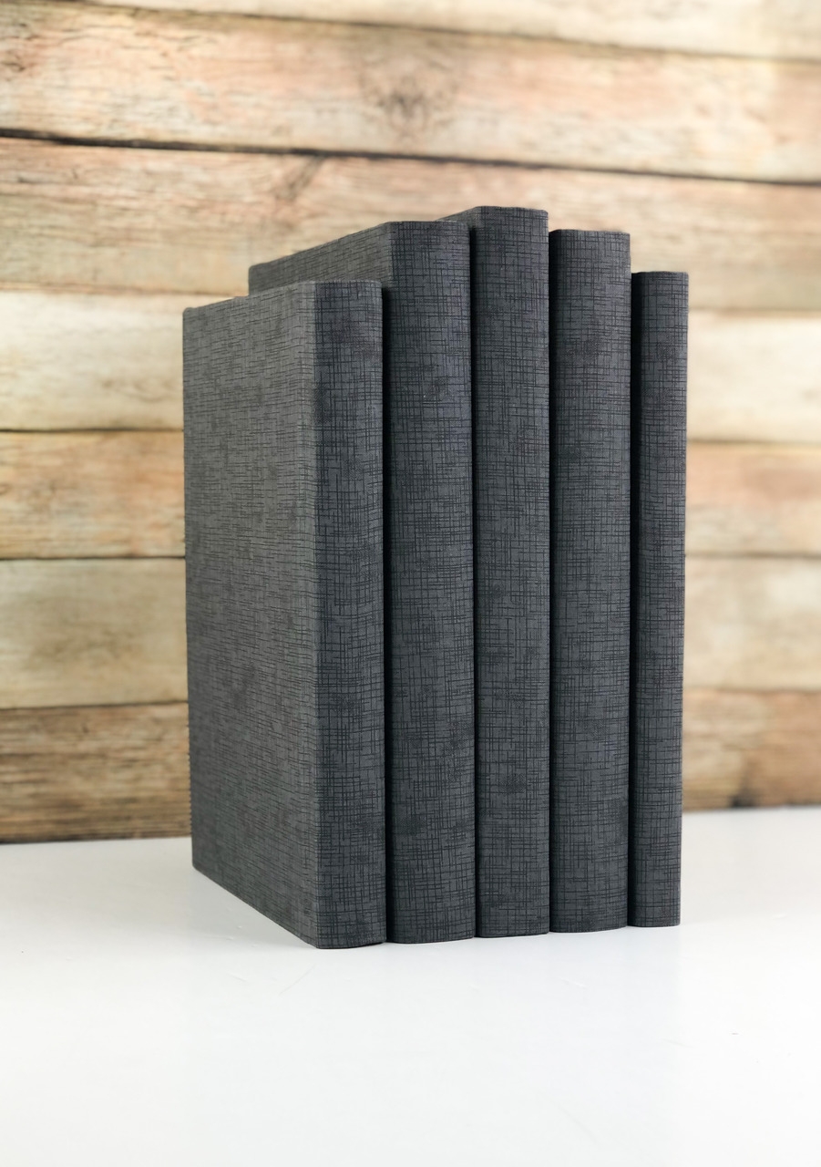 Decorative Books, Textured Dark Gray, Set of 3 - Image 2
