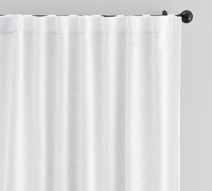 Seaton Textured Cotton Rod Pocket Curtain - White, Blackout Lining - Image 1