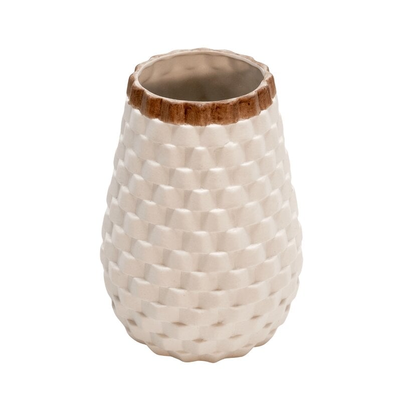 White 9" Ceramic Table Vase - Image 1