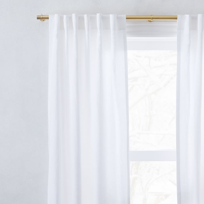 Belgian Flax Linen Curtain - White, Blackout lining Set of 2 - 96" - Image 0