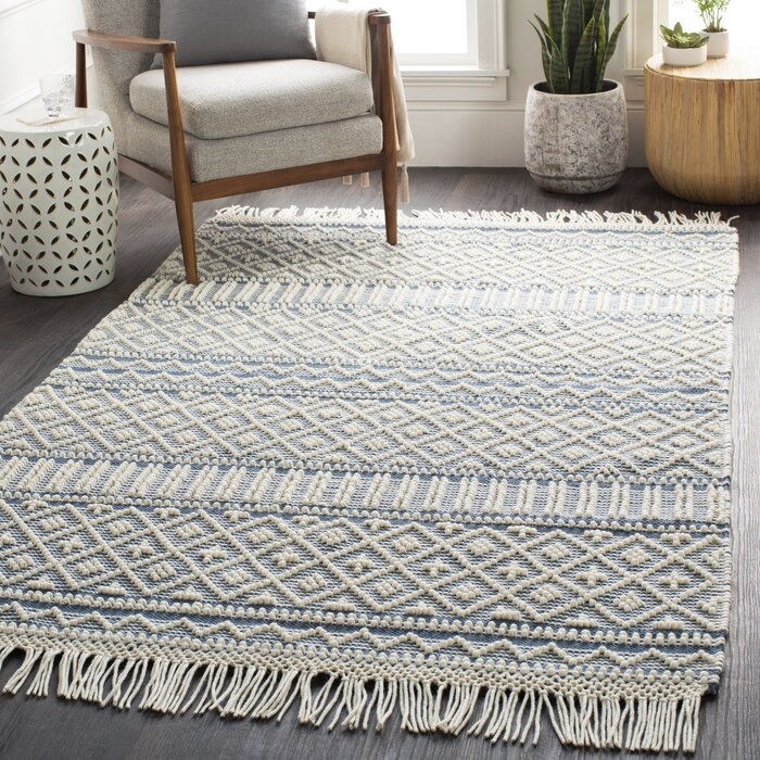Carletta Hand-Knotted Wool Denim Area Rug - Image 1