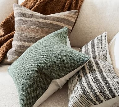 Faye Textured Linen Pillow Cover, 20", Charcoal - Image 5