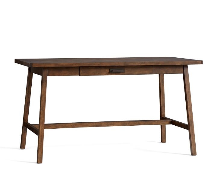 Mateo 56" Rustic Desk with Drawer, Salvaged Black - Image 0