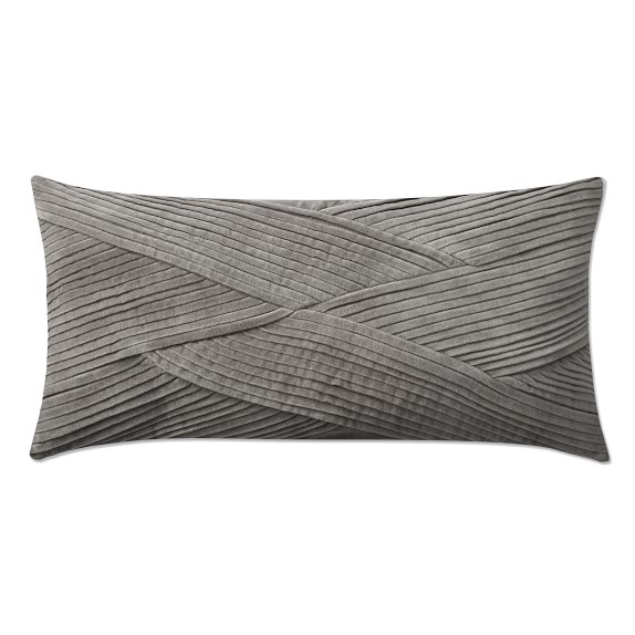 Pleated Velvet Pillow Cover, Steeple Grey - Image 0