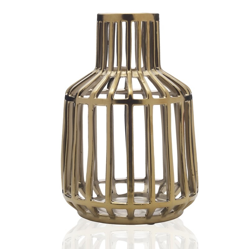 Scott Living Luxe Gold Ceramic Cage Vase, 9-Inch - Image 0