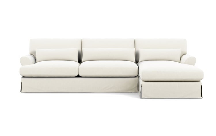 Maxwell Slipcovered Sectional Sofa with Right Chaise- White Oak Legs - Image 0