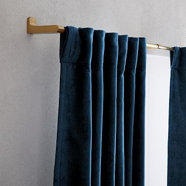 Textured Upholstery Velvet Curtain, Set of 2, Regal Blue, 48"x84" - Image 2