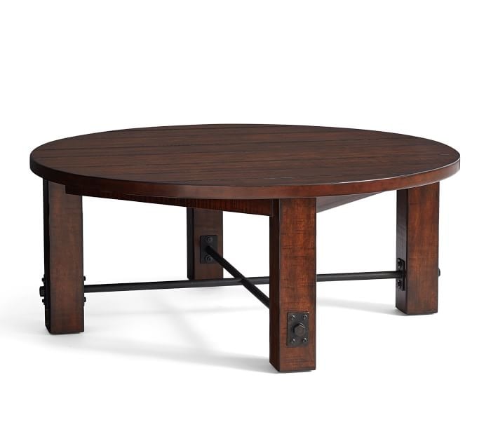 Benchwright Round Coffee Table, Rustic Mahogany, 42"L - Image 0