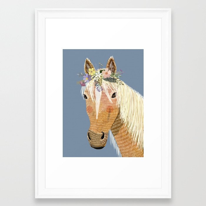 Horse with flower crown Framed Art Print - Image 0