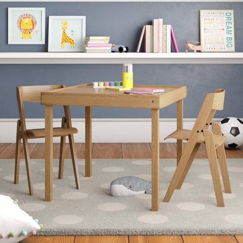 Aghacully Kids 3 Piece Square Writing Table and Chair Set - Image 1