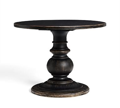 Dawson Wood Large Pedestal Table, Weathered Black - Image 0