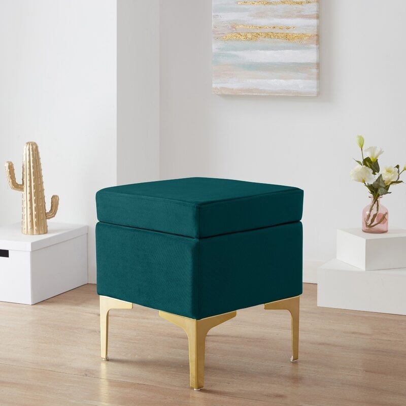 Mortenson 15'' Wide Velvet Square Standard Ottoman - Image 0