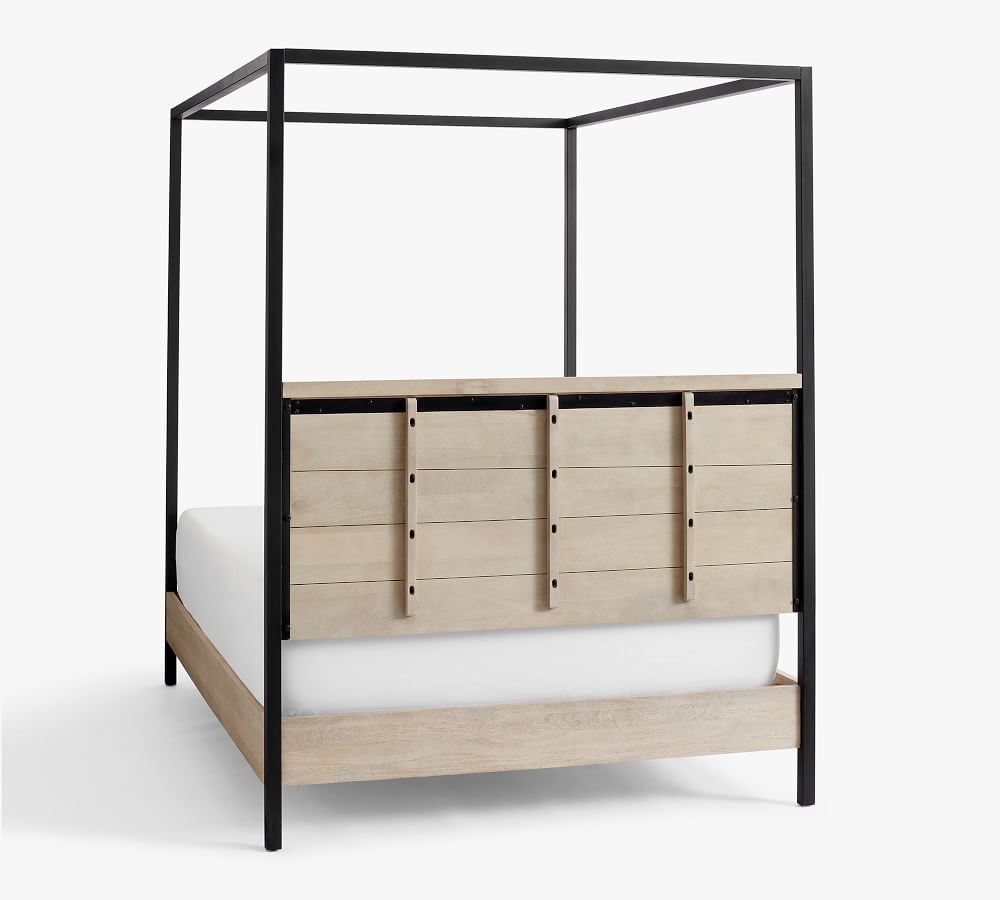 Cayman Wood & Metal Canopy Bed, King, Biscotti - Image 7