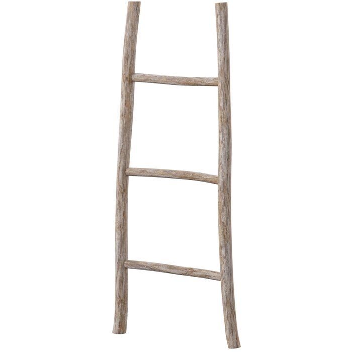 Wood White Washed 3.5 ft Blanket Ladder - Image 1