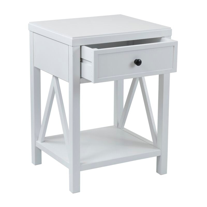 Nadeau Solid Wood End Table with Storage / White - Image 0