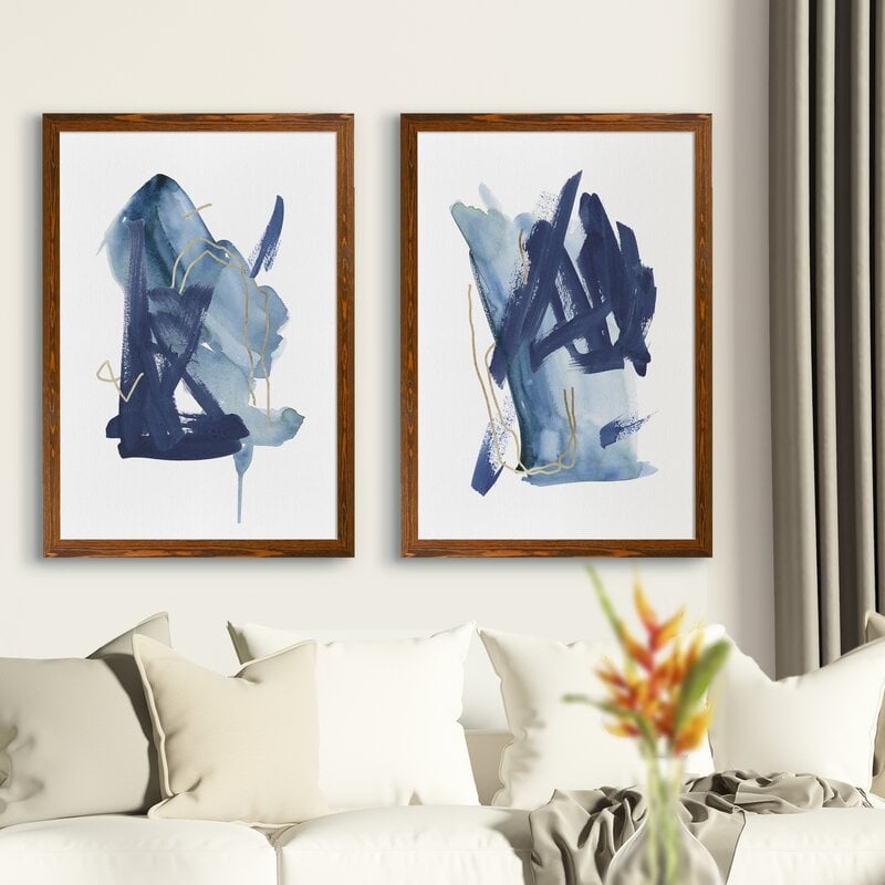 Indigo Collide I Picture Frame Painting Print Set on Paper, Set of 2 // Size: 18"x24" - Image 0