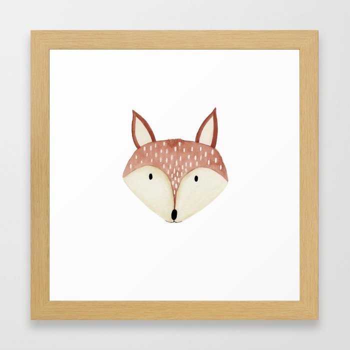 Fox Nursery Framed Art Print, 12"x12", Conservation Natural - Image 0