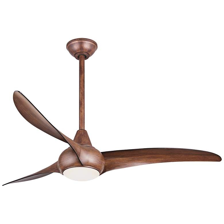 44" Minka Aire Light Wave Distressed Koa LED Ceiling Fan with Remote - 12 inch downrod - Image 0