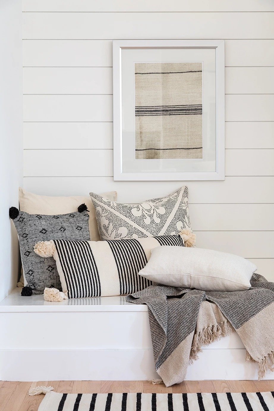 Perry Striped Lumbar Pillow, Black, 27" x 14" - Image 2