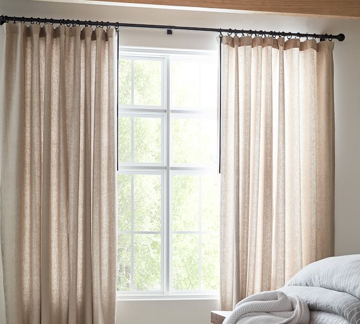Belgian Flax Linen Curtain, Cotton Lining, 50 x 84", Dark Flax - Image 2