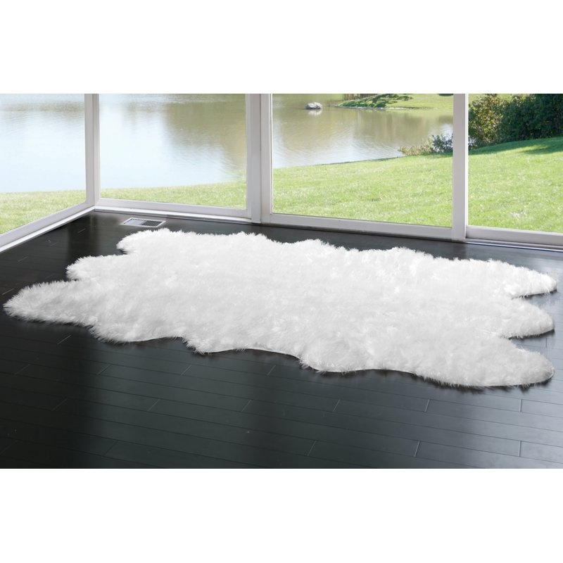 Anvi Faux Fur White Area Rug - Image 1