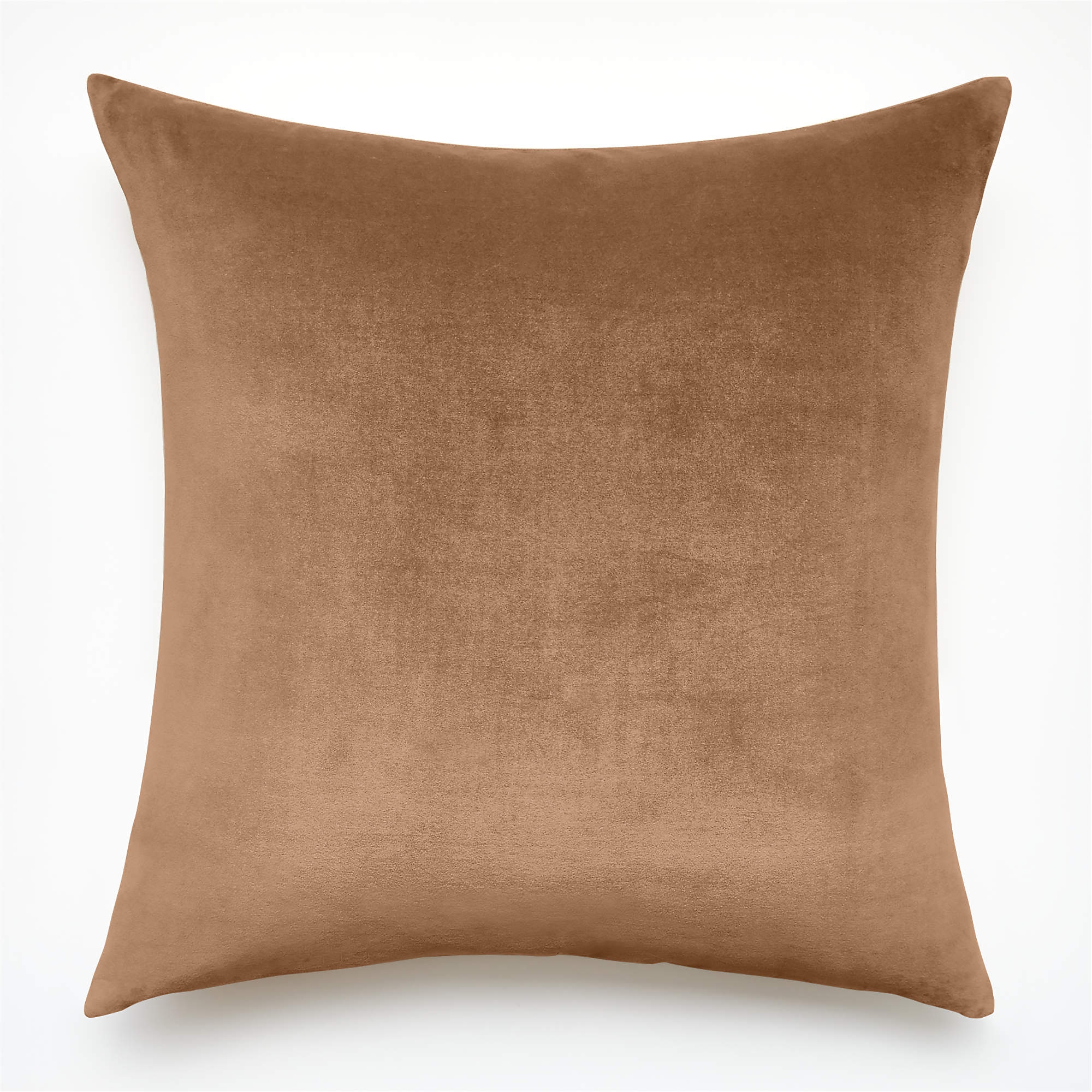 Leisure Taupe Velvet Throw Pillow with Feather-Down Insert 23" - Image 0