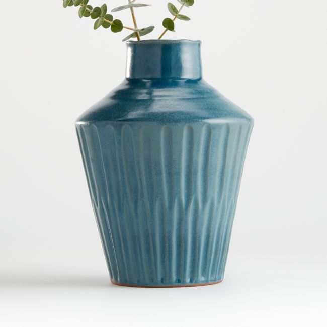Izma Angled Dark Teal Vase - Image 0