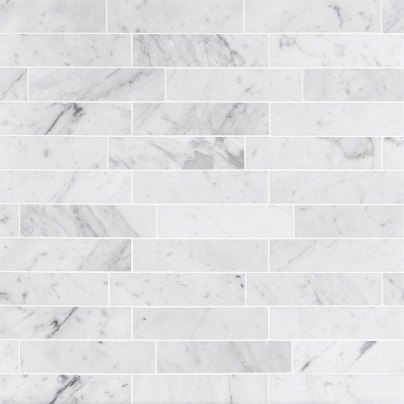 Carrara 2" x 8" Marble Subway Tile in Gray - Image 1