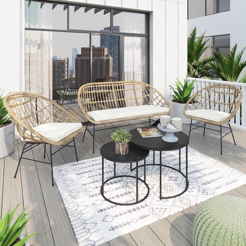 Delilah 51.2'' Wide Outdoor Loveseat with Cushions - Image 2