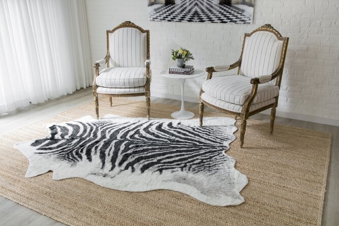 Acadia Zebra Black Area Rug, 5'3" x 7'10" - Image 3