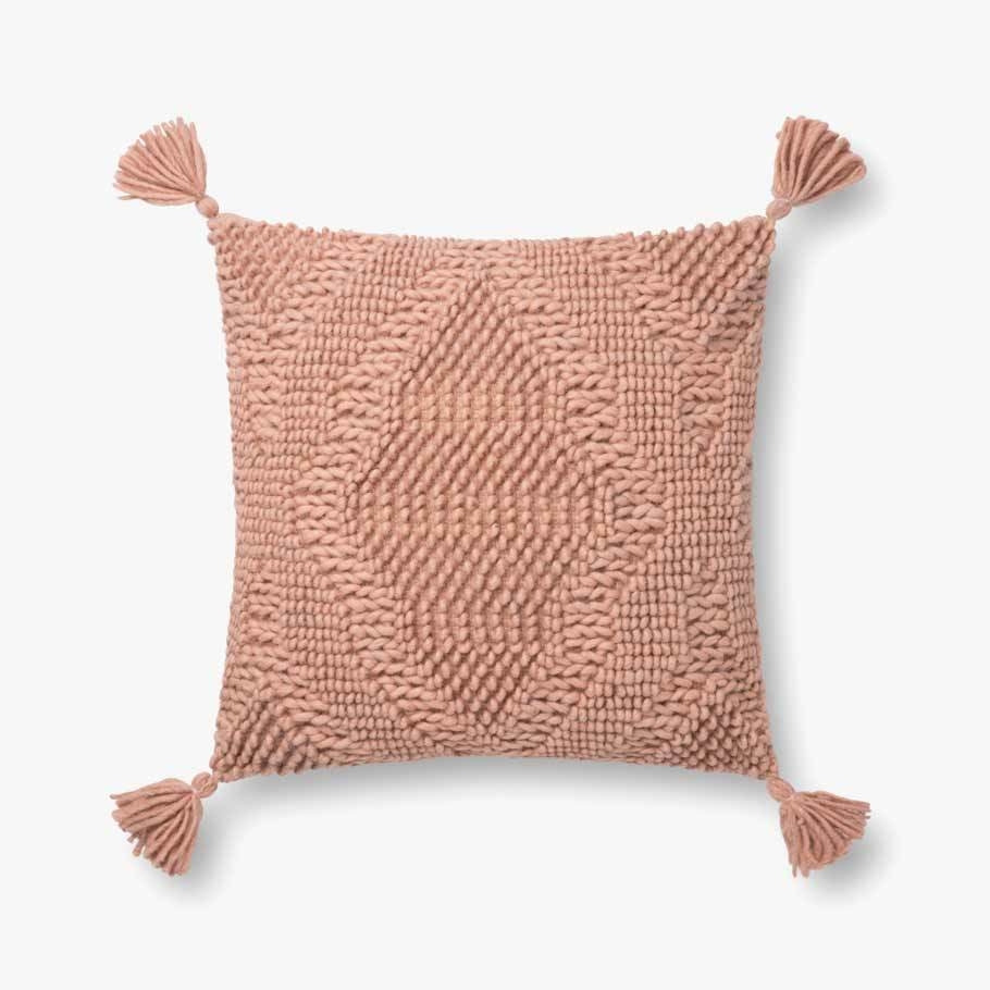 Woven Throw Pillow, Blush, 18" x 18" - Image 0
