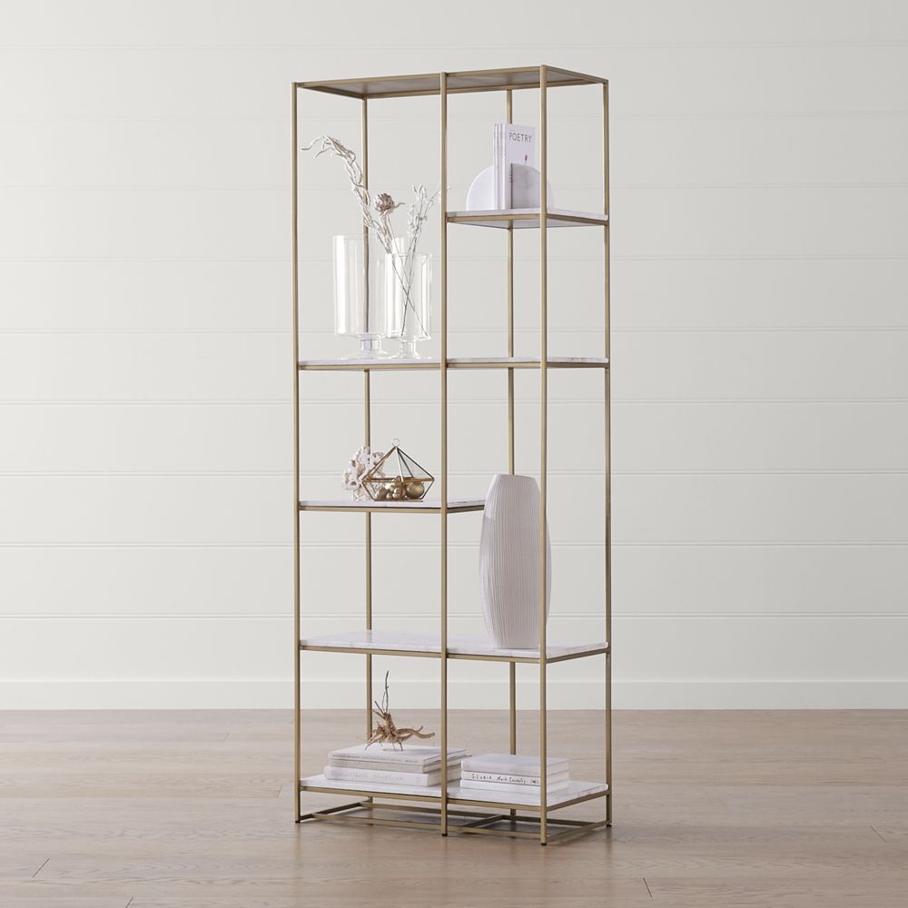 Estelle Brass and Marble Bookcase - Image 1