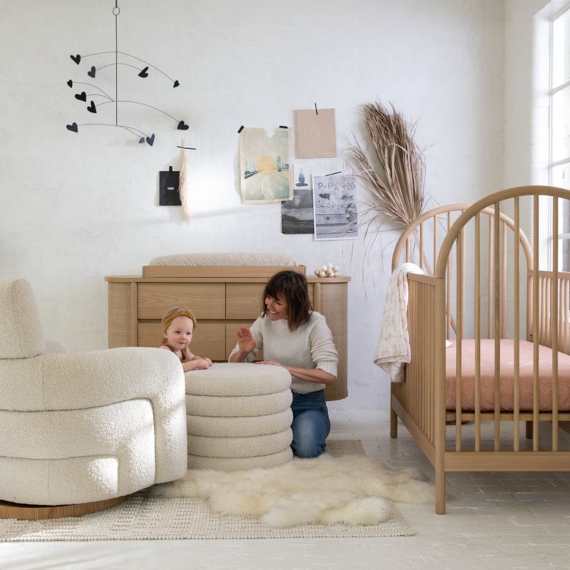 Snoozer Cream Boucle Nursery Swivel Glider Chair by Leanne Ford - Image 3