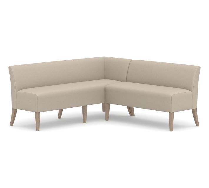 Modular Upholstered Banquette Set, Seadrift Leg, Brushed Crossweave Natural - Image 0