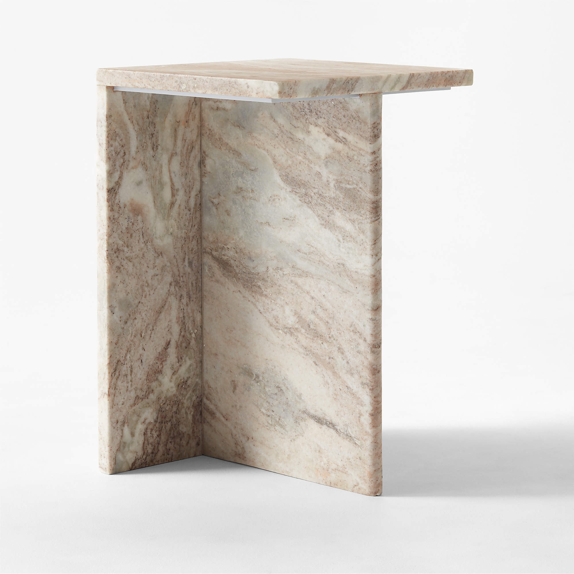 T Marble Side Table, Tall, Restock in early December - Image 0