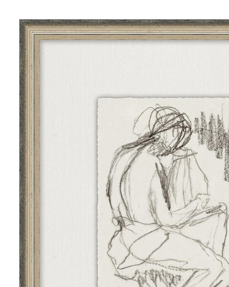 Figure Sketch Framed Art, 14" x 19" - Image 1