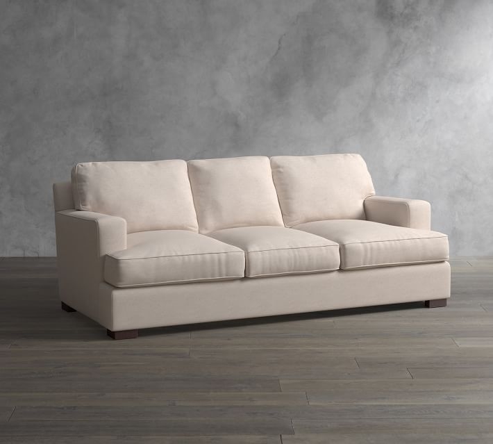 Townsend Square Arm Sofa Slipcover, Denim Warm White, Grand Sofa - Image 1