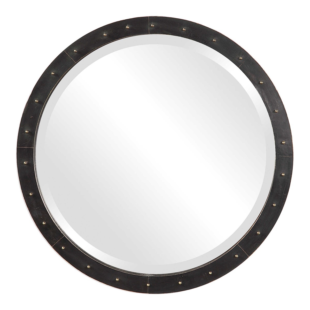 Beldon Round Industrial Mirror, Dark Bronze - Image 0