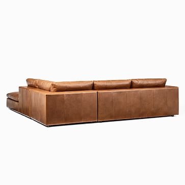 Harmony Modular Sectional Set 04: Left Arm Sofa + Corner + Armless Single + Ottoman, Down, Saddle Leather, Nut, Concealed Supports - Image 2