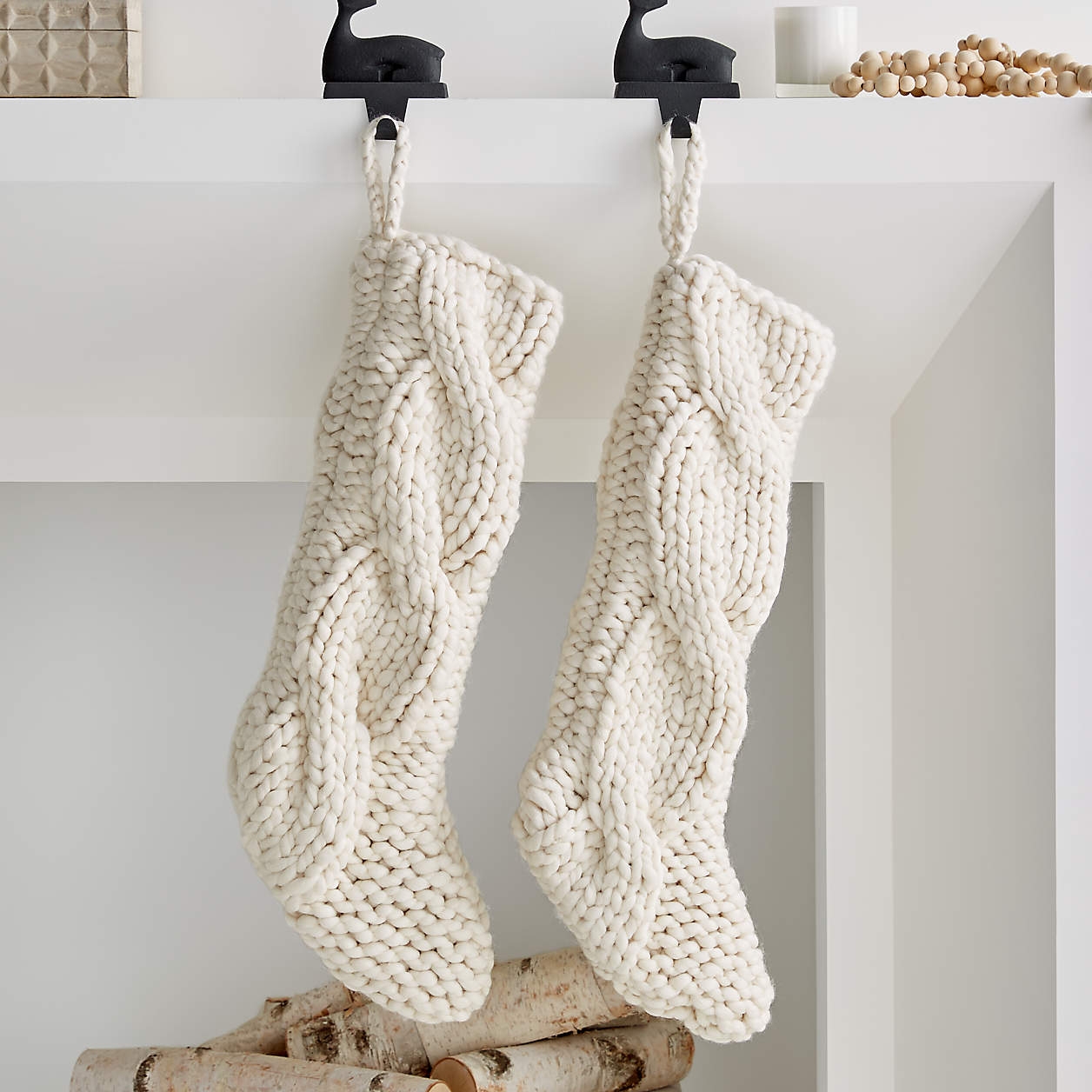 Cozy Ivory Cable Knit Christmas Stocking - Image 5
