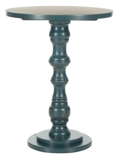 Greta Round Top Accent Table - Steel Teal - Safavieh - Image 0