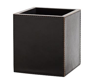 Gia Pencil Cup, Black Leather - Image 0
