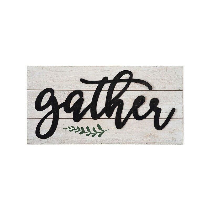 Gather Metal 3D Quote on Wood Sign Plaque Wall Décor - Image 0