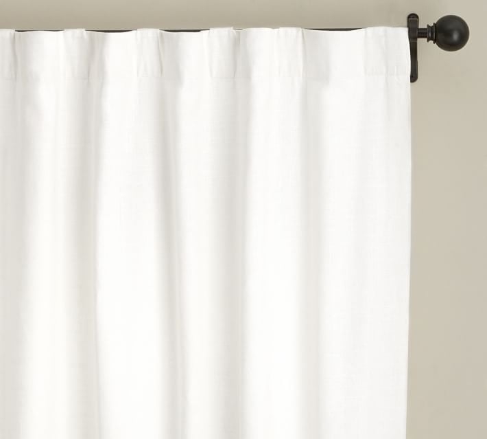 Emery Linen/Cotton Rod Pocket Curtain - White, Cotton Lining - Image 0