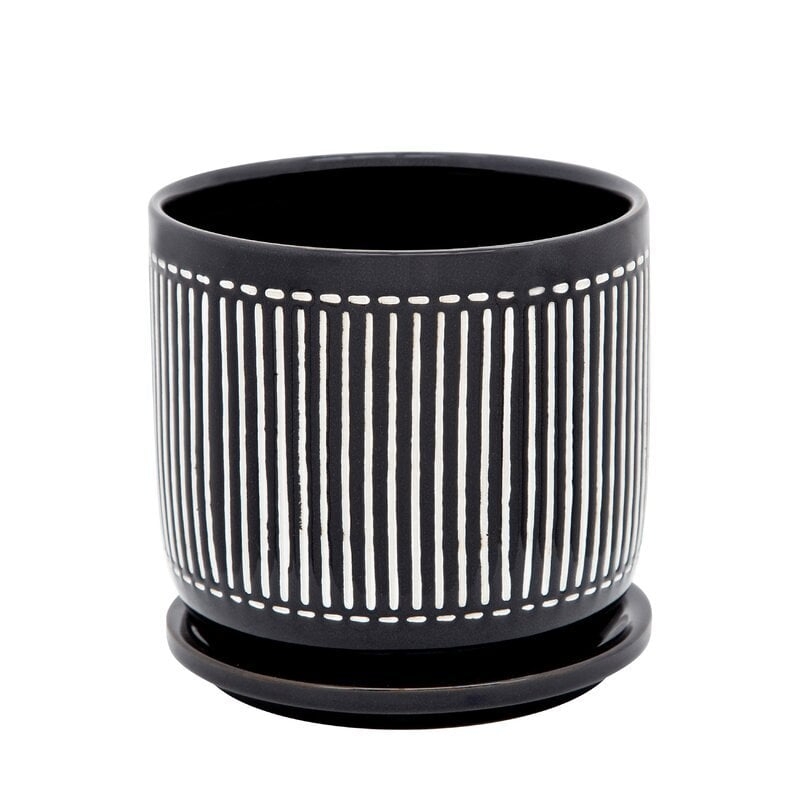 Vertical Lines Ceramic Pot Planter - Image 0