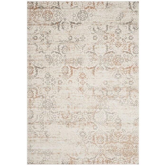 Spence Power Loomed Cream/Brown Area Rug - Image 1