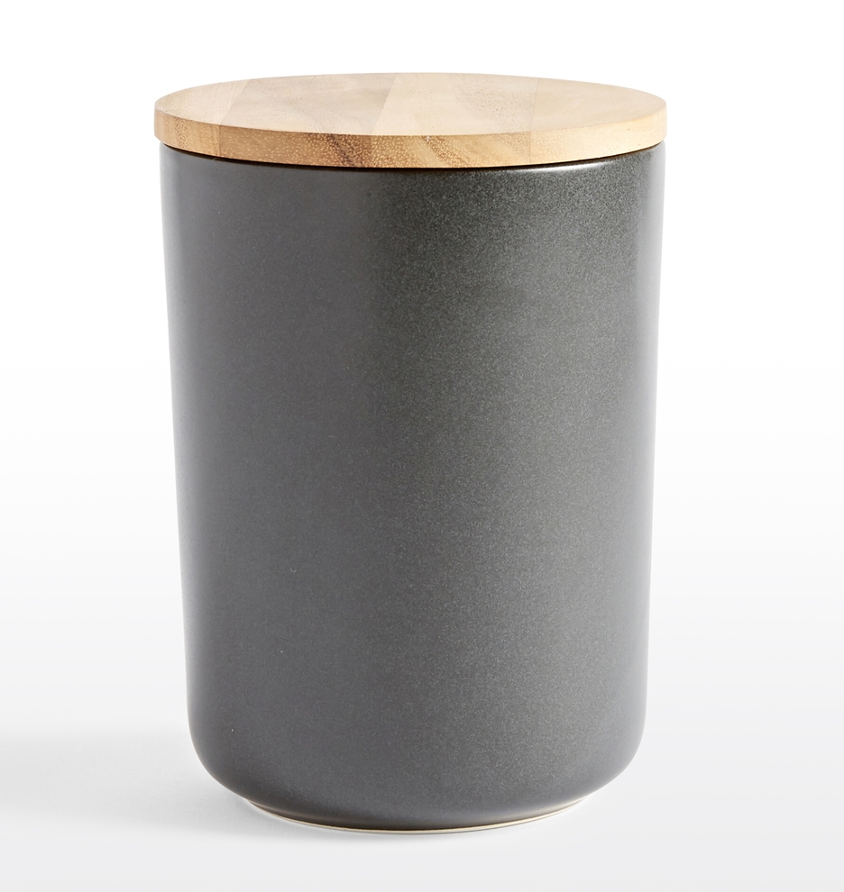 Black Canister with Wood Lid - Image 0