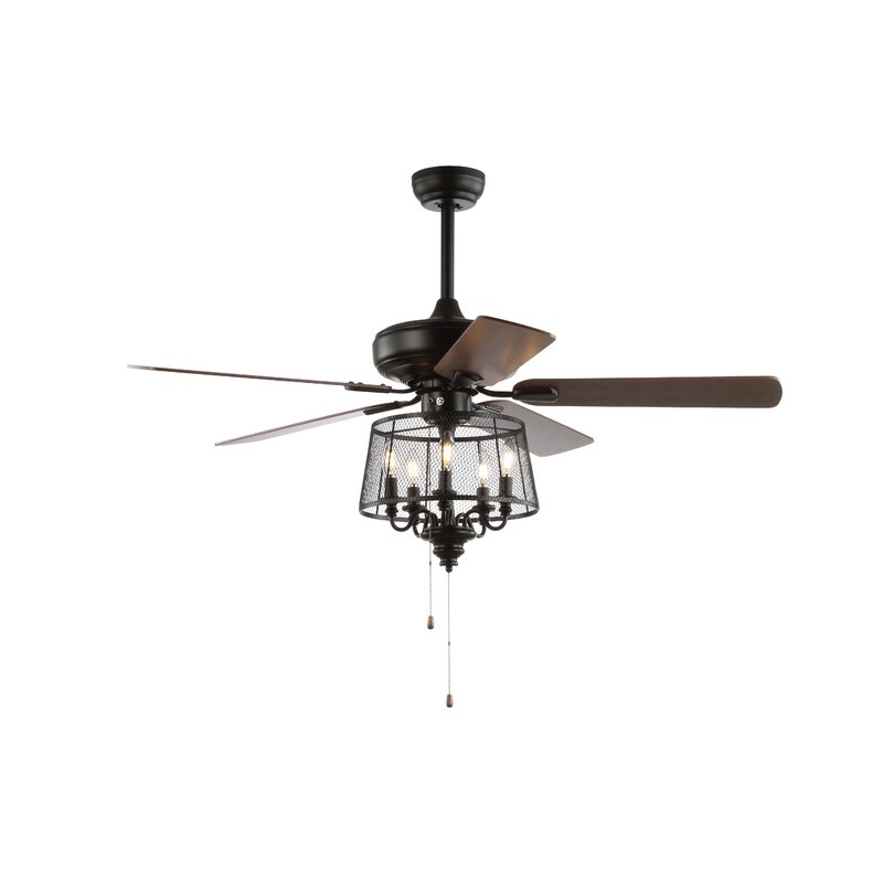 Croteau 5 Blade Ceiling Fan, Light Kit Included - Image 0