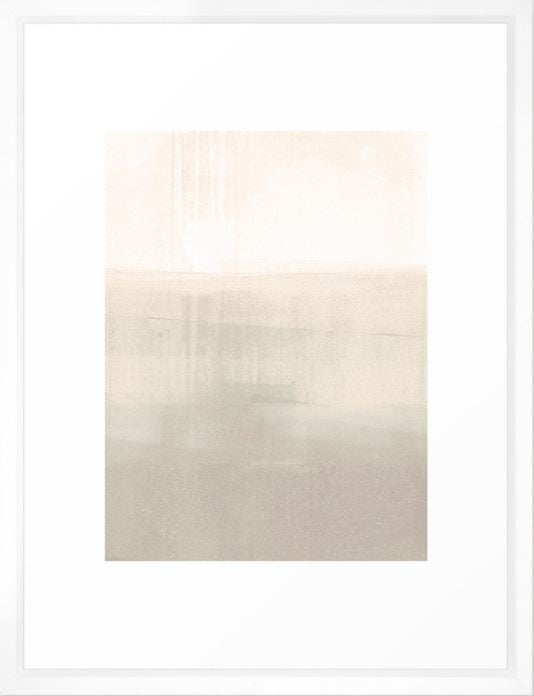 Beige and Taupe Horizon Minimalist Abstract Landscape Framed Art Print - vector white frame - gallery medium 20" x 26" - Image 0