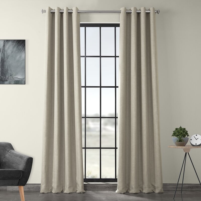 LaCrosse Room Darkening Grommet Single Curtain Panel - Oatmeal, 50" W x 120" L - Image 0